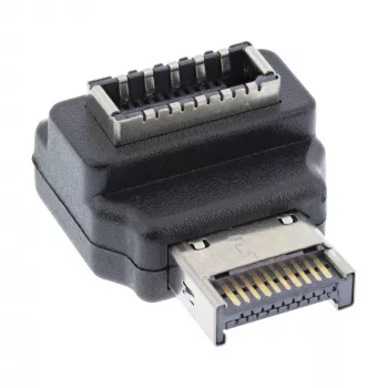 Προσαρμογέας InLine USB 3.2 εσωτερικός, βύσμα μπροστινού πάνελ USB-E αρσενικό σε υποδοχή USB-E θηλυκή 90°