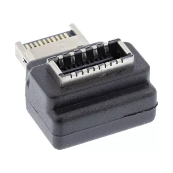 Προσαρμογέας InLine USB 3.2 εσωτερικός, βύσμα μπροστινού πάνελ USB-E αρσενικό σε υποδοχή USB-E θηλυκή 90°