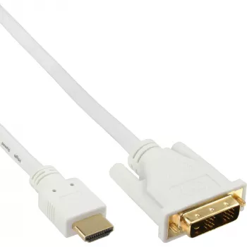 Καλώδιο InLine HDMI σε DVI βύσμα αρσενικό / 18+1 βύσμα αρσενικό λευκό χρυσό 5m