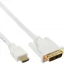 Καλώδιο InLine HDMI σε DVI βύσμα αρσενικό / 18+1 βύσμα αρσενικό λευκό χρυσό 5m
