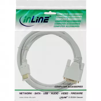 Καλώδιο InLine HDMI σε DVI βύσμα αρσενικό / 18+1 βύσμα αρσενικό λευκό χρυσό 5m