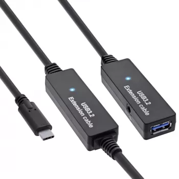Ενεργή προέκταση InLine USB 3.2 Gen.1, βύσμα USB-C αρσενικό σε υποδοχή USB-A θηλυκή, 15 m