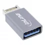Προσαρμογέας InLine USB 3.2, εσωτερικό βύσμα μπροστινού πάνελ USB-E αρσενικό σε υποδοχή USB-A θηλυκή