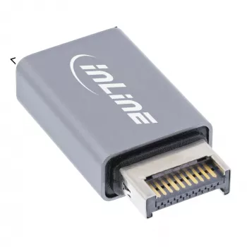 Προσαρμογέας InLine USB 3.2, εσωτερικό βύσμα μπροστινού πάνελ USB-E αρσενικό σε υποδοχή USB-A θηλυκή