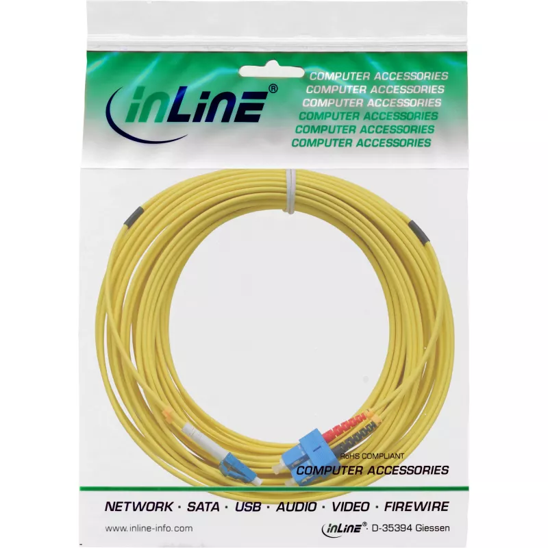 InLine Καλώδιο οπτικών ινών duplex LC/SC 9/125µm, OS2, 0,5m