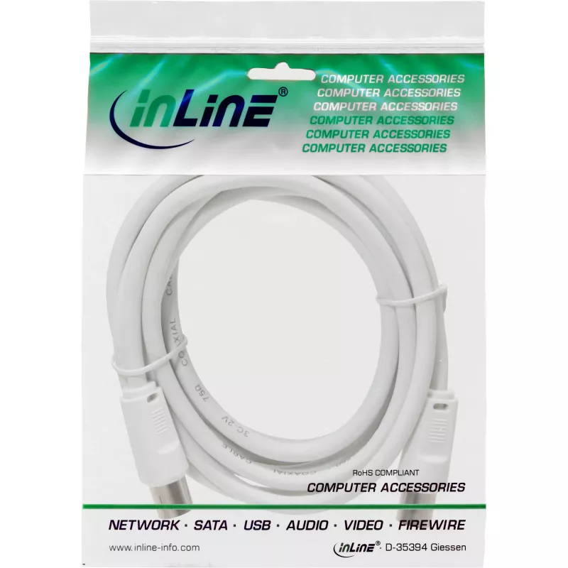 InLine Καλώδιο κεραίας 2x θωρακισμένο Ultra-Low-Loss >75dB λευκό 7m