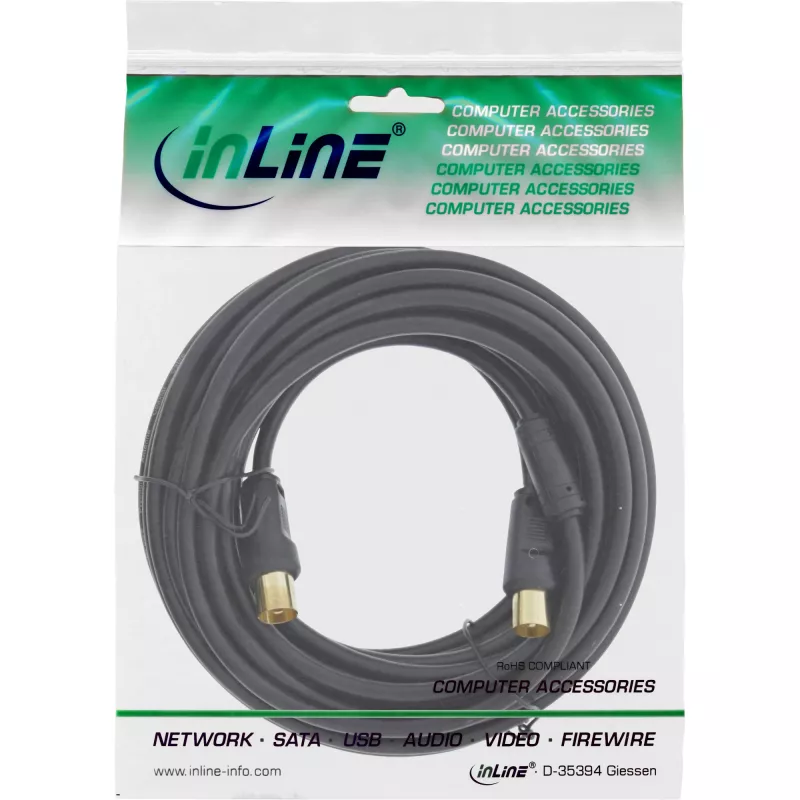 InLine Καλώδιο κεραίας 2x θωρακισμένο >85dB μαύρο 2m