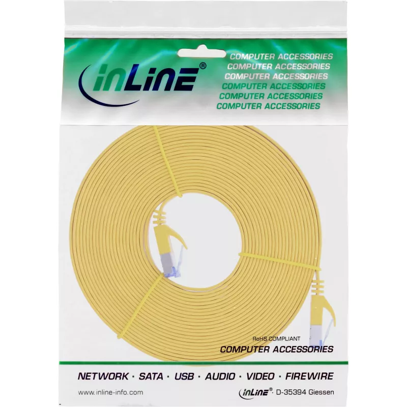 InLine Επίπεδο καλώδιο patch, U/FTP, Cat.6A, κίτρινο, 5 m