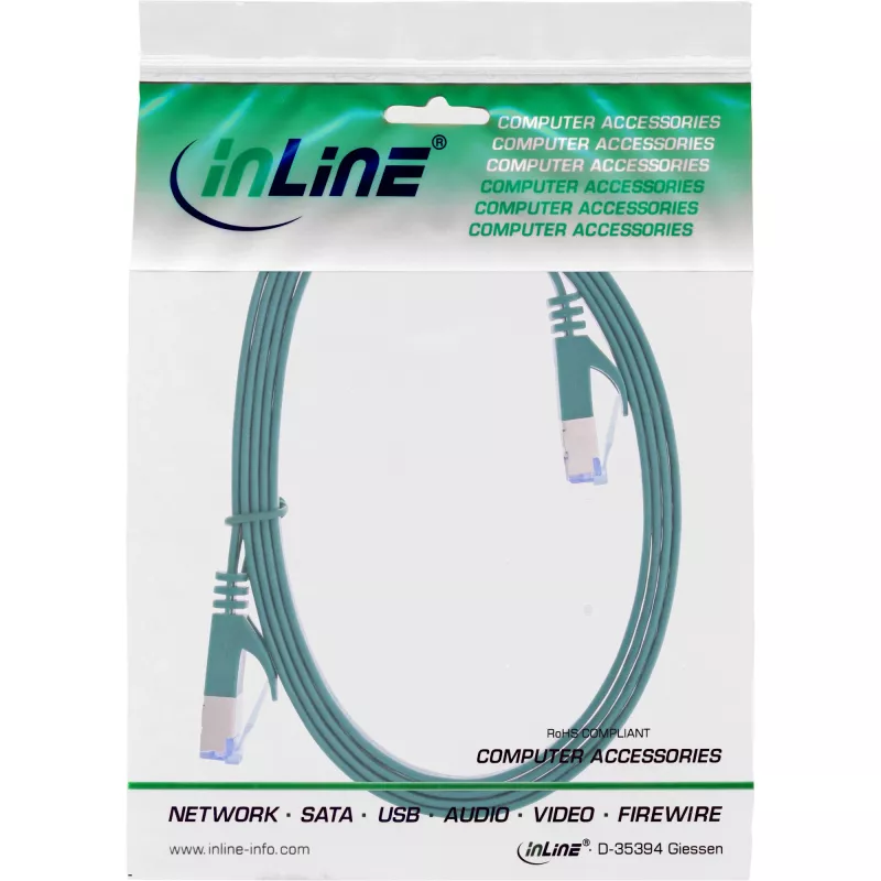 InLine Επίπεδο καλώδιο patch, U/FTP, Cat.6A, πράσινο, 0,5 m