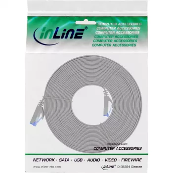 InLine Επίπεδο Patch Καλώδιο, U/FTP, Cat.6A, γκρι, 5 m