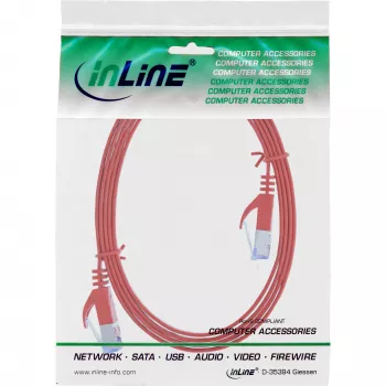 InLine Επίπεδο Patch Καλώδιο, U/FTP, Cat.6A, κόκκινο, 3m