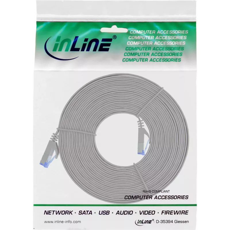 InLine Επίπεδο Patch Καλώδιο, U/FTP, Cat.6A, γκρι, 7m