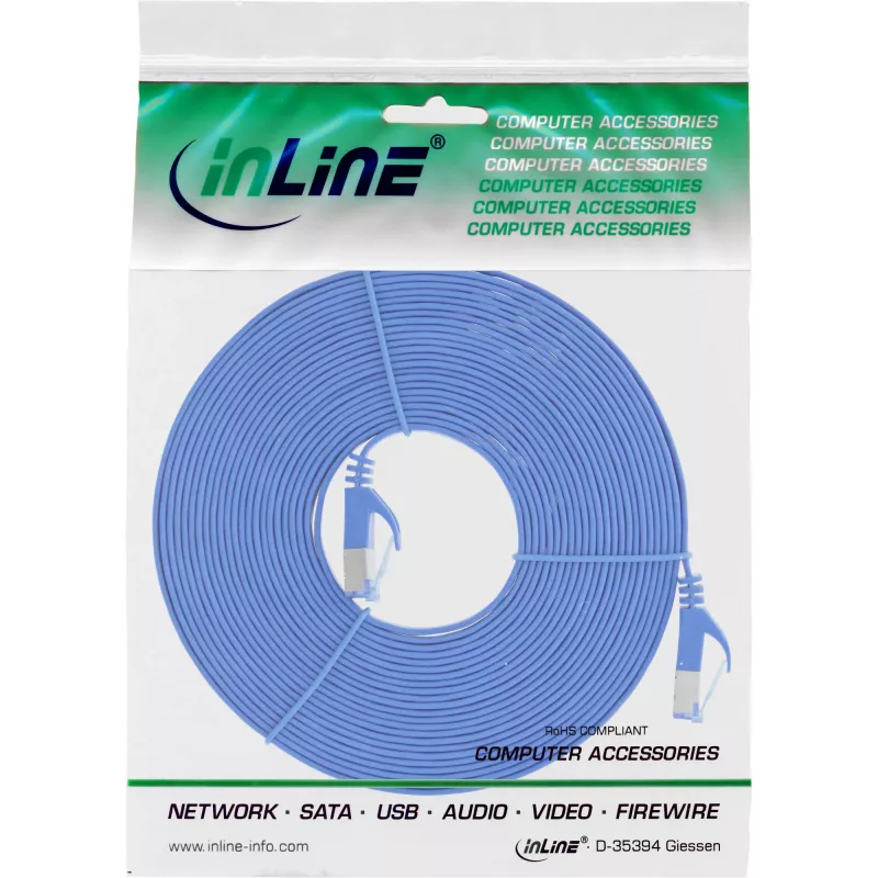 InLine Επίπεδο Patch Καλώδιο, U/FTP, Cat.6A, μπλε, 7 m