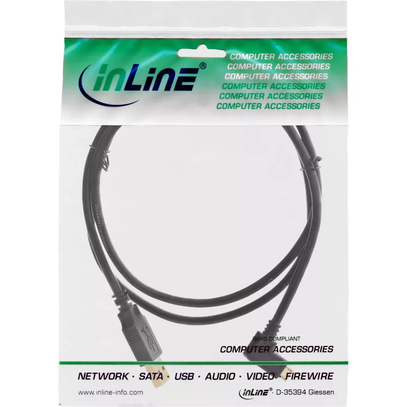 InLine Καλώδιο Micro-USB 2.0 USB Type-A αρσενικό / Micro-B αρσενικό, γωνιακό, μαύρο, 2 m