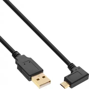 InLine Καλώδιο Micro-USB 2.0 USB Type-A αρσενικό / Micro-B αρσενικό, γωνιακό, μαύρο, 1 m