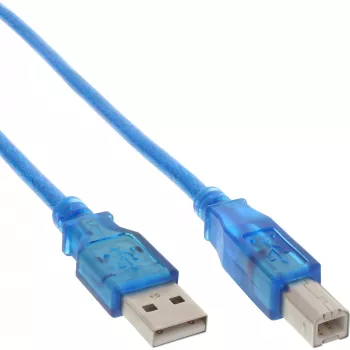InLine Καλώδιο USB 2.0 Type-A αρσενικό / Type-B μπλε διαφανές 3m
