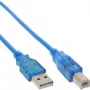 InLine Καλώδιο USB 2.0 Type-A αρσενικό / Type-B μπλε διαφανές 3m