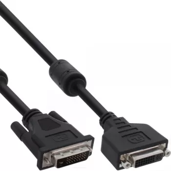 InLine καλώδιο DVI-D 24+1 αρσενικό/θηλυκό, Dual Link, 2 πυρήνες φερρίτη, 2 m