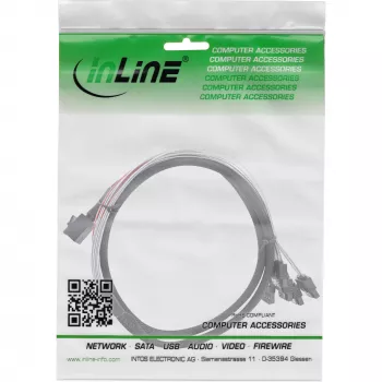 InLine καλώδιο Mini SAS HD SFF-8643 σε 4x SATA + Sideband 0,5m
