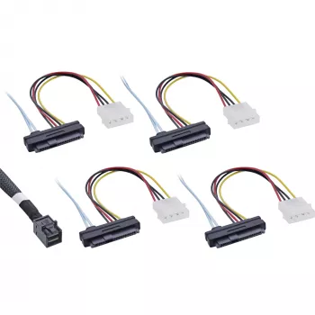 InLine καλώδιο Mini SAS HD SFF-8643 σε 4x SFF-8482 + τροφοδοσία 0,5 m
