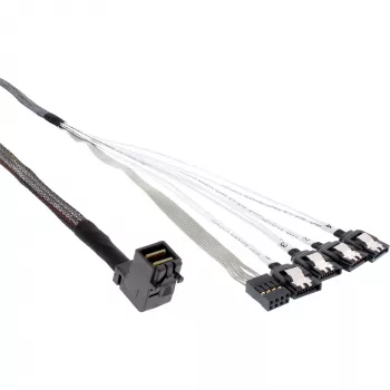 InLine καλώδιο Mini SAS HD SFF-8643 γωνιακό σε 4x SATA + Sideband 0,5 m