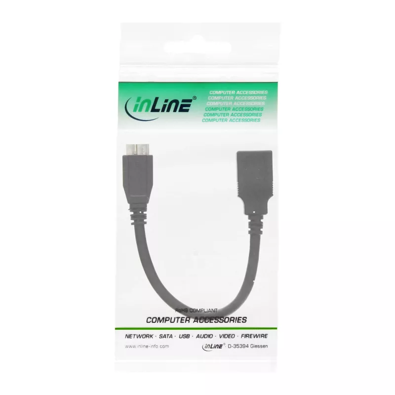 InLine καλώδιο adapter Micro USB 3.0 OTG αρσενικό Micro-B σε θηλυκό USB Type-A 0,15 m