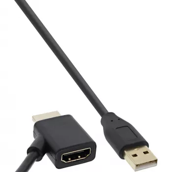 InLine HDMI Adapter M/M με USB-A Power-Injektor 0,5 m