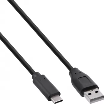 InLine Καλώδιο USB-2.0, USB-C Βύσμα αρσενικό / USB-A Βύσμα αρσενικό, μαύρο, 5m