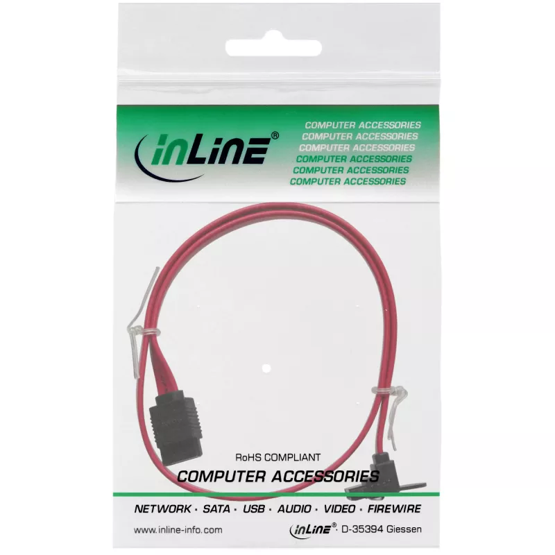 InLine Καλώδιο SATA 6Gb/s με Ασφάλειες, γωνιακό, 0,5m