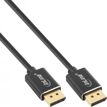 InLine Καλώδιο DisplayPort 1.4 λεπτό, 8K4K, μαύρο, επιχρυσωμένες επαφές, 0,5 m