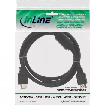 InLine καλώδιο HDMI High Speed αρσενικό + φερίτη μαύρο 1m