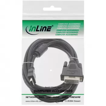 InLine καλώδιο HDMI-DVI 19 pin αρσενικό / 18+1 αρσενικό + πυρήνας φερίτη μαύρο 0,5m