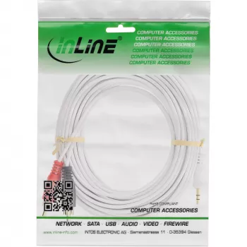 InLine καλώδιο ήχου 2x αρσενικό Cinch / αρσενικό 3,5 mm λευκό/χρυσό 1,5 m