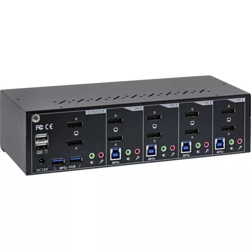 Επιτραπέζιος διακόπτης KVM InLine 63654I 4 θυρών Dual-Monitor DP 1.2 4K USB 3.0 ήχος