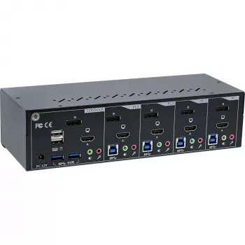 Επιτραπέζιος διακόπτης KVM InLine 62644I 4 θυρών Dual Monitor DP+HDMI 4K USB 3.0 ήχος