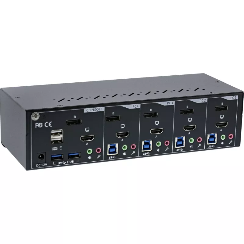 Επιτραπέζιος διακόπτης KVM InLine 62644I 4 θυρών Dual Monitor DP+HDMI 4K USB 3.0 ήχος