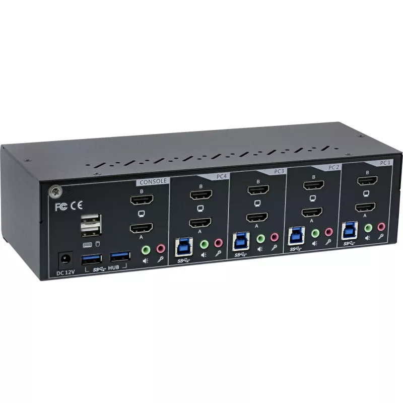 Επιτραπέζιος διακόπτης KVM InLine 62654I 4 θυρών Dual-Monitor HDMI 4K USB 3.0 ήχος