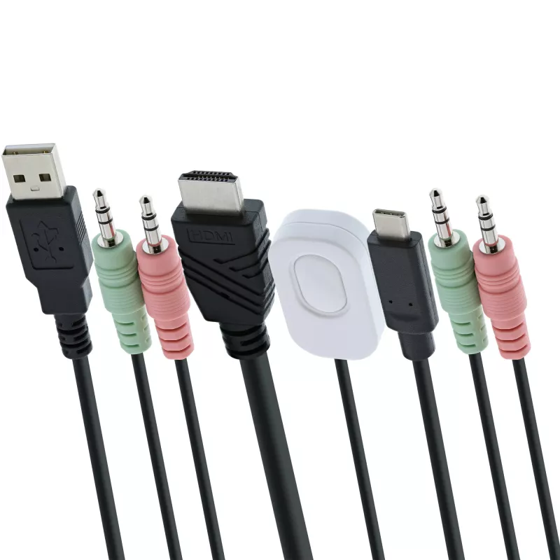 InLine διακόπτης KVM, 2 θυρών, USB-C + HDMI σε HDMI, 4K, με ήχο, ενσωμ. καλώδιο