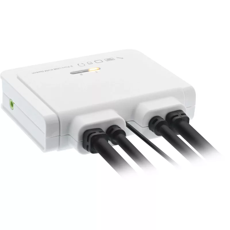 InLine διακόπτης KVM, 2 θυρών, USB-C+DP σε DisplayPort, 4K, ήχος, ενσωμ. καλώδιο