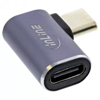 InLine Προσαρμογέας USB4, Βύσμα/Υποδοχή USB-C δεξιά/αριστερά με γωνία, Αλουμίνιο, γκρι