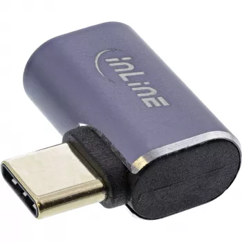 InLine Προσαρμογέας USB4, Βύσμα/Υποδοχή USB-C δεξιά/αριστερά με γωνία, Αλουμίνιο, γκρι