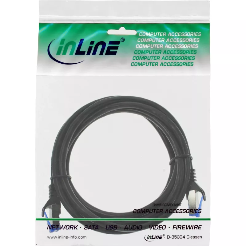 InLine Patch Καλώδιο, θωρακισμένο, U/FTP, Cat.6A, μαύρο, 2m