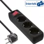 InLine Πολύπριζο, 3 θέσεων Schutzkontakt CEE 7/3, με διακόπτη, μαύρο, 3 m