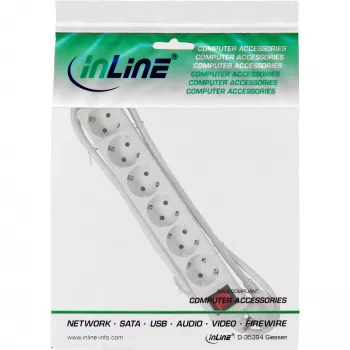 InLine Πολύπριζο 16465S 6 θέσεων Schutzkontakt CEE 7/3 λευκό 5m