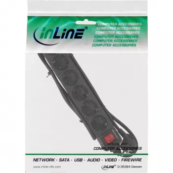 InLine Πολύπριζο InLine 16461S 6 θέσεων Schutzkontakt CEE 7/3 μαύρο 1,5m
