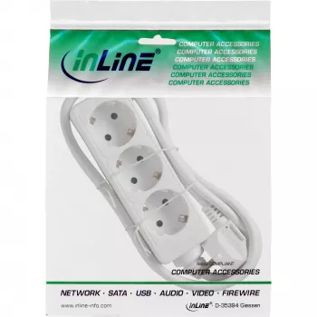 InLine Πολύπριζο InLine 3 θέσεων Schutzkontakt CEE 7/3 λευκό 5 m