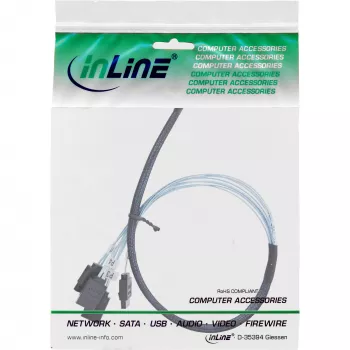 InLine λεπτό καλώδιο SAS, SFF-8654 σε 4x SATA 7-Pin, 12 Gb/s, 0,5 m