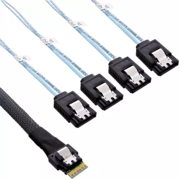 InLine λεπτό καλώδιο SAS, SFF-8654 σε 4x SATA 7-pin, 12Gb/s, 1m