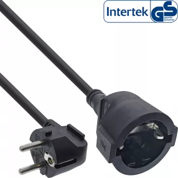 InLine καλώδιο επέκτασης ρεύματος Type F γωνιακό, μαύρο, 20 m