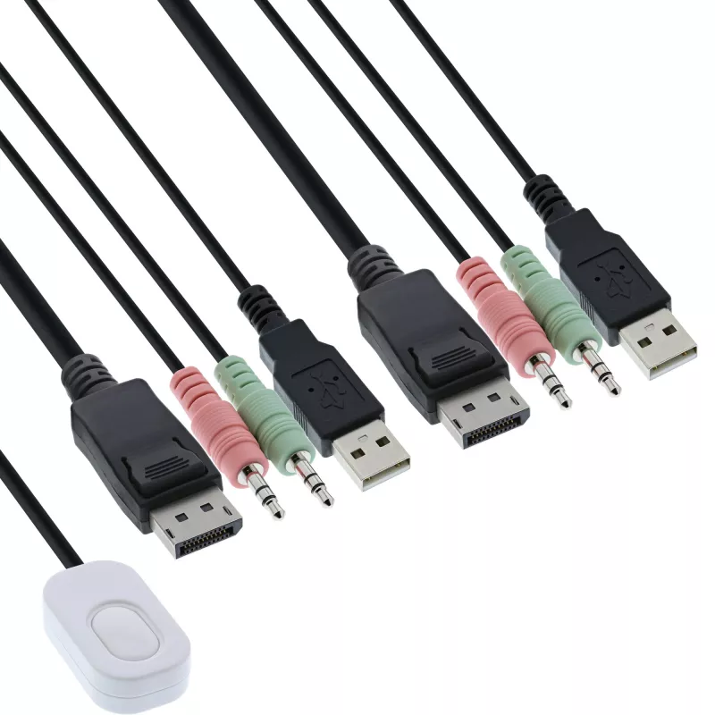 InLine καλώδιο KVM Switch, 2-Port, DisplayPort 1.2, 4K, USB, Audio